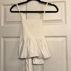 White Ruffled Peplum Top
